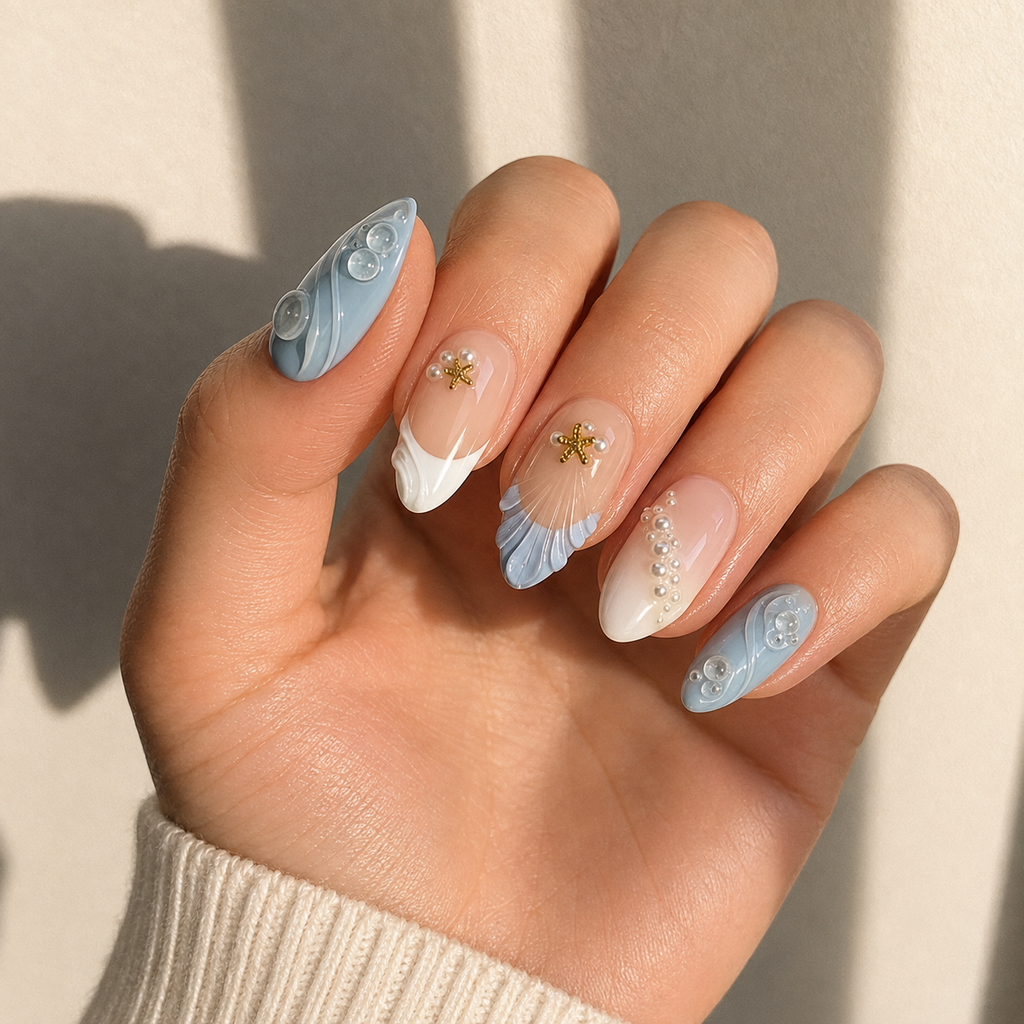 Blue Pearl — Press-On Nail Set