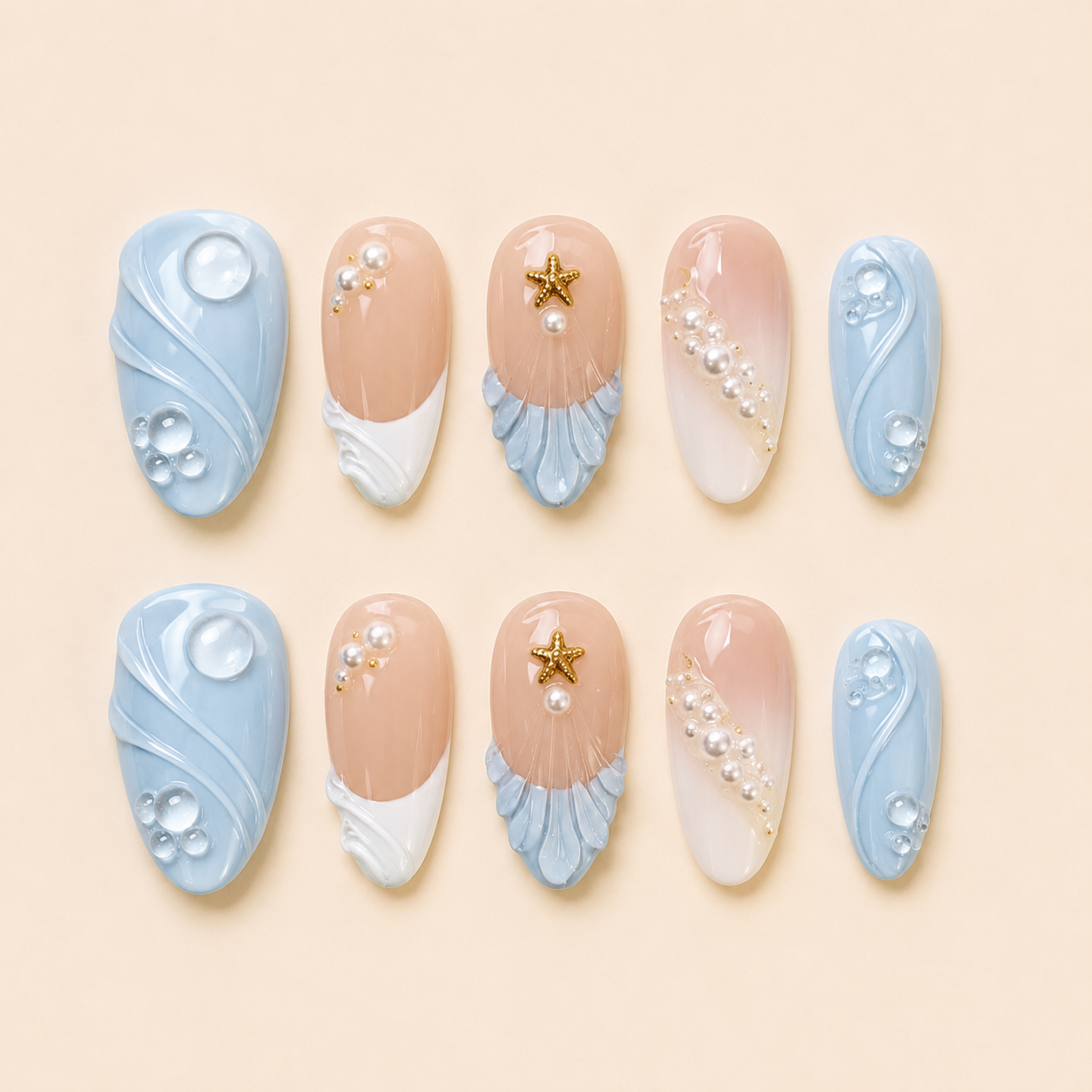 Blue Pearl — Press-On Nail Set