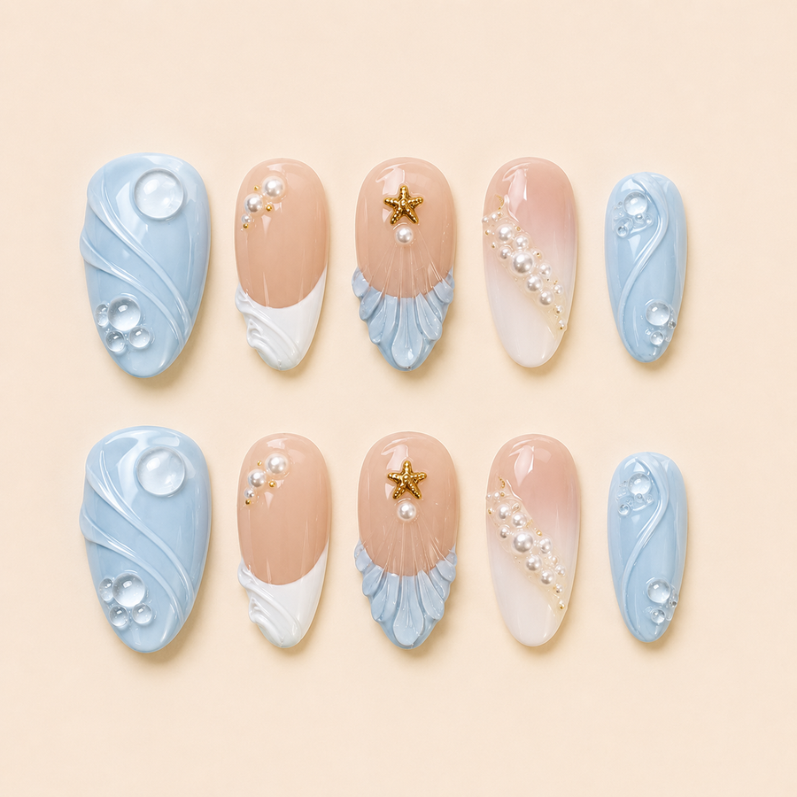 Blue Pearl — Press-On Nail Set
