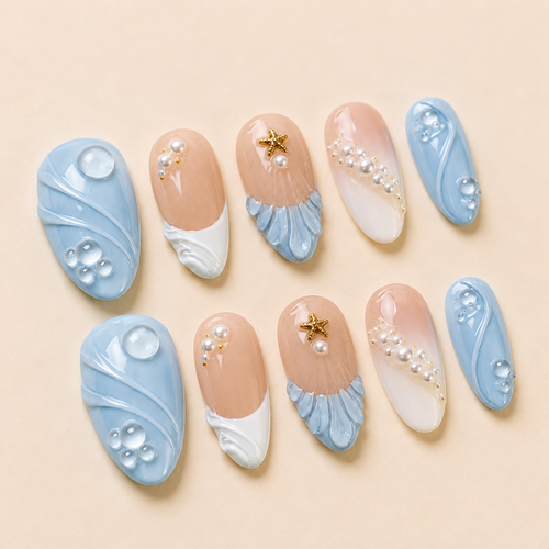 Blue Pearl — Press-On Nail Set